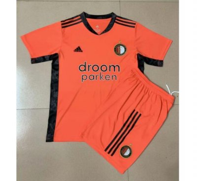 2020-21 Feyenoord Kids Orange Goalkeeper Soccer Kits Shirt With Shorts