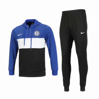 18-19 Chelsea Blue&White Hoody Sweat Shirt Kit(Hoody+Trouser)
