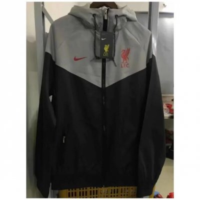 2021-22 Liverpool Grey Black Windbreaker Hoodie Jacket