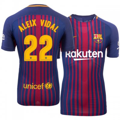 2017-18 Barcelona #22 Aleix Vidal Home Soccer Jersey