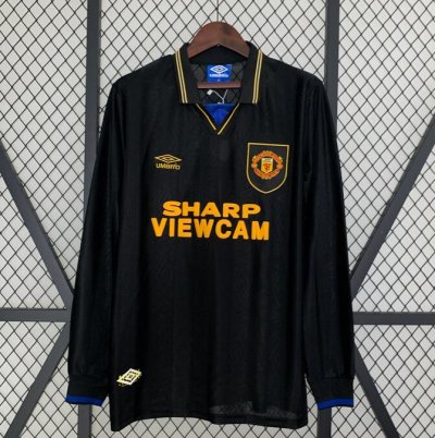 1993-95 Manchester United Retro Long Sleeve Away Soccer Jersey Shirt