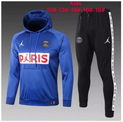 Kids 2020-21 PSG Jordan Blue Sweat Shirt and Pants Training Suits