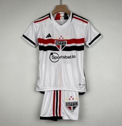 2023-24 Sao Paulo Kids Home Soccer Kits Shirt With Shorts