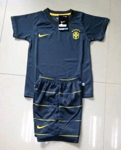 Kids Brazil 2014 Third Black Soccer Kit(Shirt+shorts)