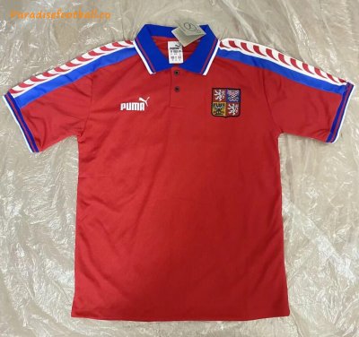 1996 Czech Republic Retro Home Soccer Jersey Shirt