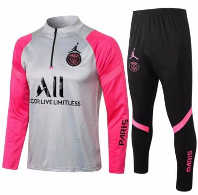 2021-22 PSG x Jordan White Pink Training Kits Sweatshirt with Pants