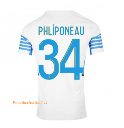 2021-22 Marseille Home Soccer Jersey Shirt with PHLIPONEAU 34 printing