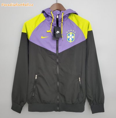 2021-22 Brazil Navy Purple Windbreaker Hoodie Jacket