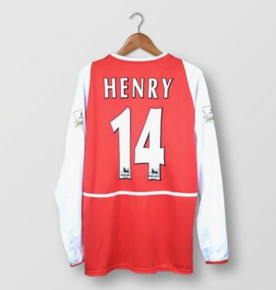 2002-04 Arsenal Retro Long Sleeve Home Soccer Jersey Shirt Henry #14