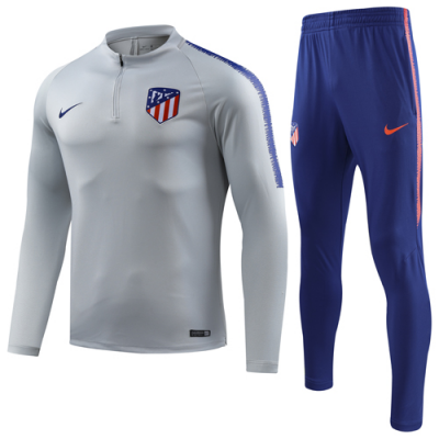 2018-19 Atletico Madrid Gray Zipper Sweat Shirt training suit with pants