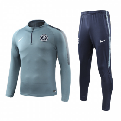 18-19 Chelsea Zipper Gray Sweat Shirt Kit(Top+Trouser)