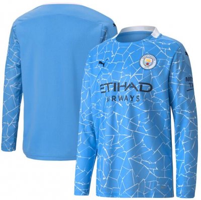 2020-21 Manchester City Long Sleeve Home Soccer Jersey Shirt