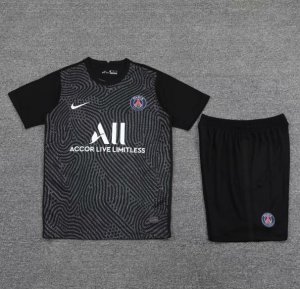 2020-21 PSG Black Goalkeeper Soccer Jersey Kits (Shirt+Shorts)