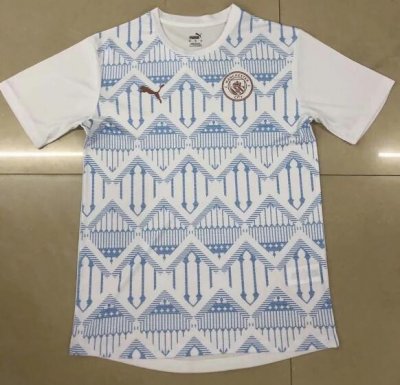 2020-21 Manchester City White Blue Training Shirt