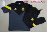 2020-21 Dortmund Gray Polo Kits Shirt + Pants
