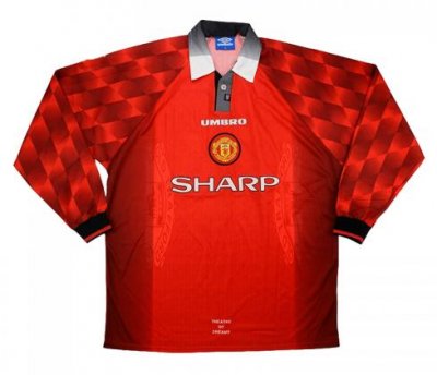 1996-97 Manchester United Retro LS Home Soccer Jersey Shirt