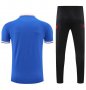 2021-22 Barcelona Black Blue Polo Kits Shirt with Pants