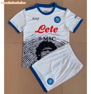 Kids Napoli 2021-22 Maradona White Maglia Gara Soccer Kits Shirt With Shorts