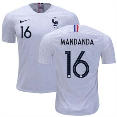 2018 World Cup France Away Soccer Jersey Shirt Steve Mandanda #16