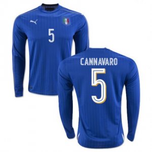 2016 Italy 5 Cannavaro LS Home Soccer Jersey
