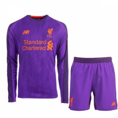 2018-19 Liverpool Away Long Sleeve Soccer Jersey Kit (Shirt + Shorts)