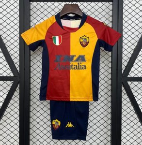2001-02 Roma Retro Kids Home Soccer Kit Shirt With Shorts
