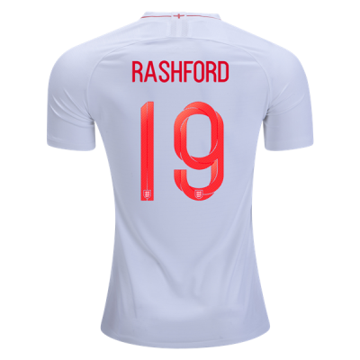 2018 World Cup England Marcus Rashford #19 Home Soccer Jersey