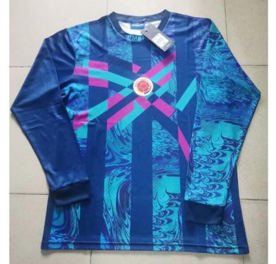 1995 Colombia Retro Blue Goalkeeper Long Sleeve Soccer Jersey Shirt Rene Higuita
