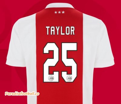2021-22 Ajax Home Soccer Jersey Shirt with Taylor 25 printing