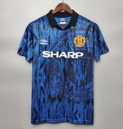 1992-93 Manchester United Retro Away Soccer Jersey Shirt Player Version