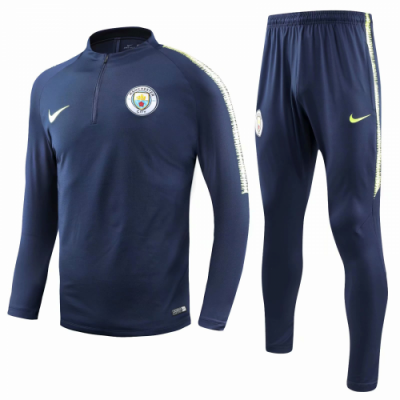 18-19 Manchester City Navy Training Kit(Zipper Sweat Top Shirt+Trousers)
