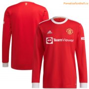2021-22 Manchester United Long Sleeve Home Soccer Jersey Shirt