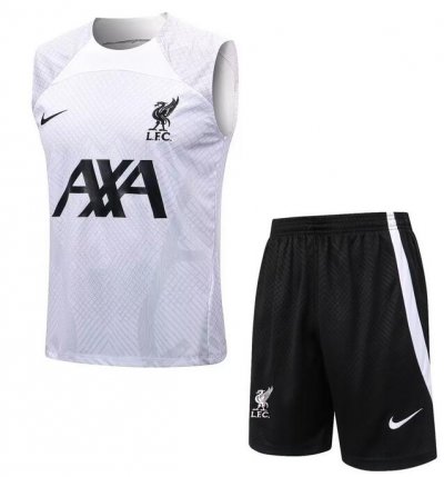 2022-23 Liverpool White Training Vest Kits Shirt with Shorts
