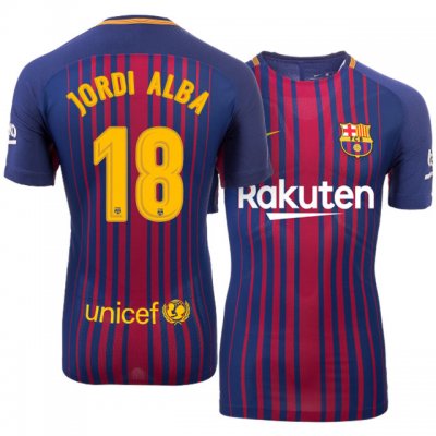 2017-18 Barcelona #18 Jordi Alba Home Soccer Jersey