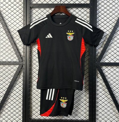 2025-26 Benfica Kids Black Training Kits Shirt With Shorts