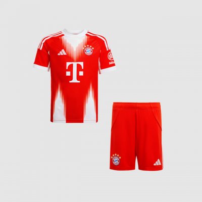 2025-26 Bayern Munich Home Kids Soccer Kits Shirt With Shorts
