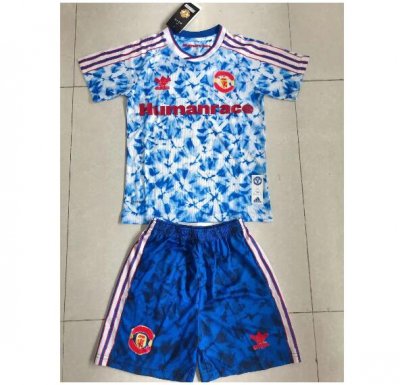 Kids 2020-21 Manchester United Human Race Soccer Youth Kits Shirt With Shorts