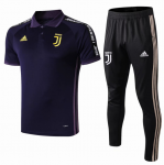 2019-20 Juventus Purple Polo Kits Shirt + Pants