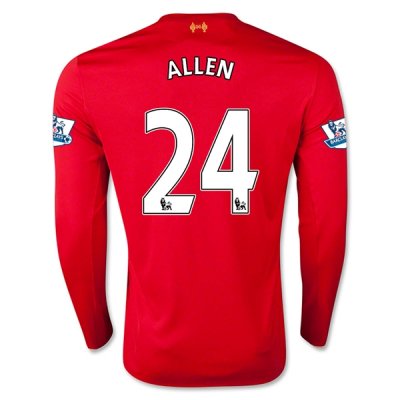 2015-16 Liverpool ALLEN #24 LS Home Soccer Jersey
