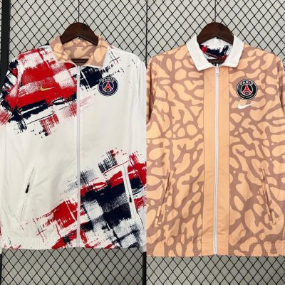 2023-24 PSG White Khaki Reversible Trench Coat Jacket