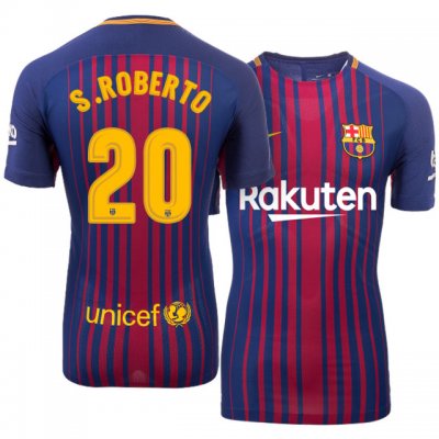 2017-18 Barcelona #20 Sergi Roberto Home Soccer Jersey