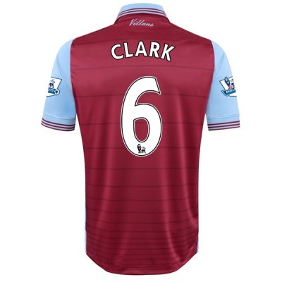 2015-16 Aston Villa CLARK #6 Home Soccer Jersey