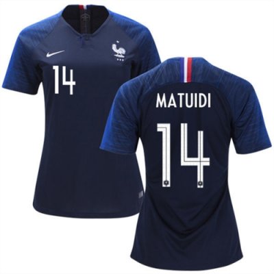 Women 2018 World Cup France Home Soccer Jersey Shirt Blaise Matuidi #14