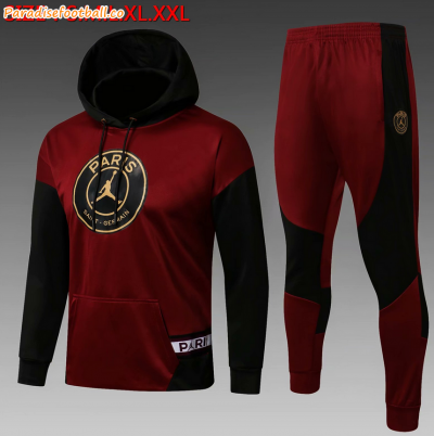 2021-22 PSG Red Black Training Kits Hoodie Sweatshirt with Pants