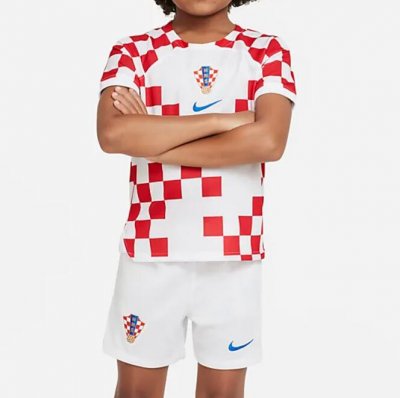 2022 FIFA World Cup Croatia Kids Home Soccer Kits Shirt with Shorts