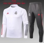 Kids 2020-21 Real Madrid White Training Kits Youth Sweatshirt with Pants