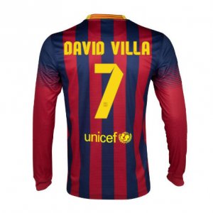 13-14 Barcelona #7 David Villa Home Long Sleeve Soccer Jersey Shirt 13-14 Barcelona #7 David Villa Home Long Sleeve Soccer Jersey Shirt
