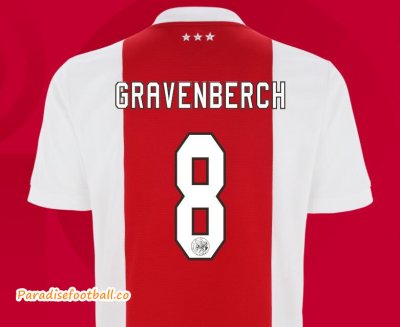 2021-22 Ajax Home Soccer Jersey Shirt with Gravenberch 8 printing