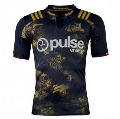 2017-18 Season Highlanders Black Golden Rugby Jersey