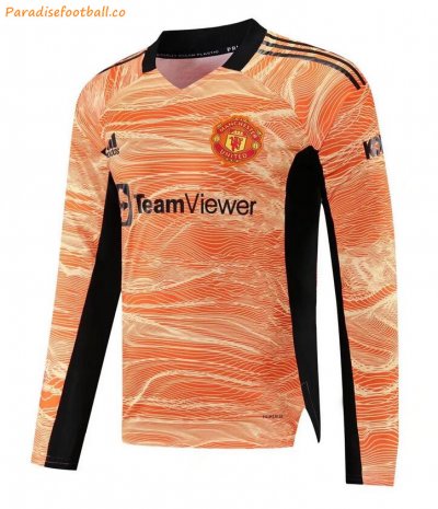 2021-22 Manchester United Orange Long Sleeve Goalkeeper Soccer Jersey Shirt